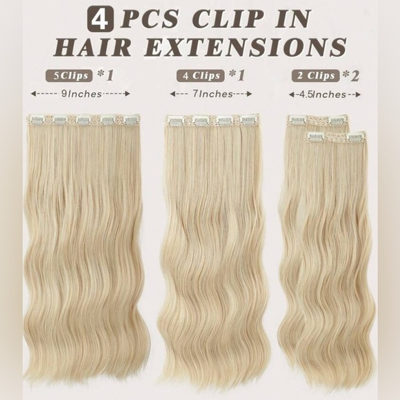20 IN VOLUMIZING WEFT CLIP IN SET LIGHT BLONDE CURLY WAVE HAIR EXTENSIO… - Picture 8 of 11